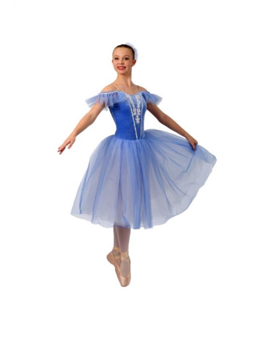 The Magic of Faye- Ballet Costume-Romantic Tutu- Blue + White- ADULT M